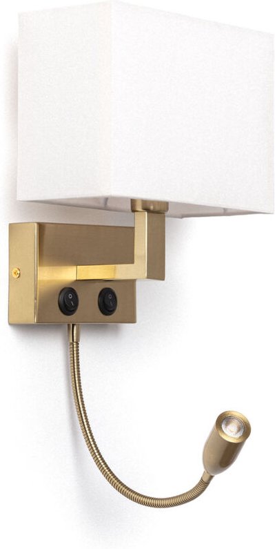 Metall-Wandleuchte mit LED-Leselampe Waldorf Messing