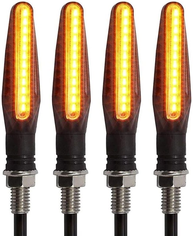 Thumbnail - Ugreat - 4 Stück Motorrad 12 LED-Blinker, bernsteinfarben, blinkend, fließendes Licht, Motorrad-Blinker, wasserdicht