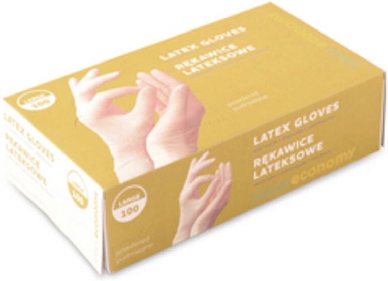 Sanix Economy gepuderte Latexhandschuhe, Größe L, 100 Stück.