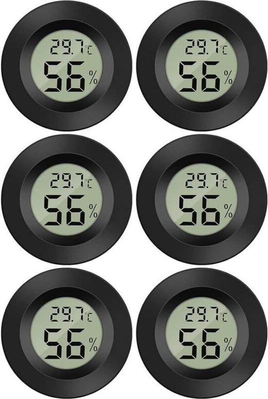 Mini-LCD-Digitalthermometer und Hygrometer – Misst die Innentemperatur und Luftfeuchtigkeit von -50 °C bis +70 °C (6er-P...