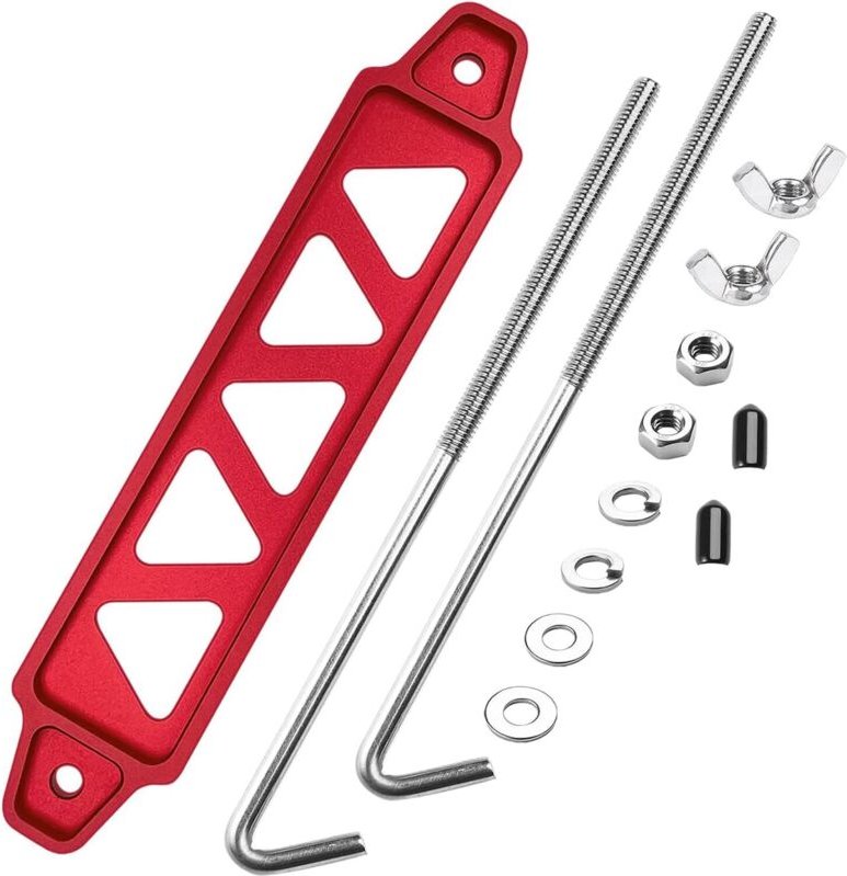 Juegos de sujeción para baterías, con tope de aluminio y pernos J de 27 cm (10,6")