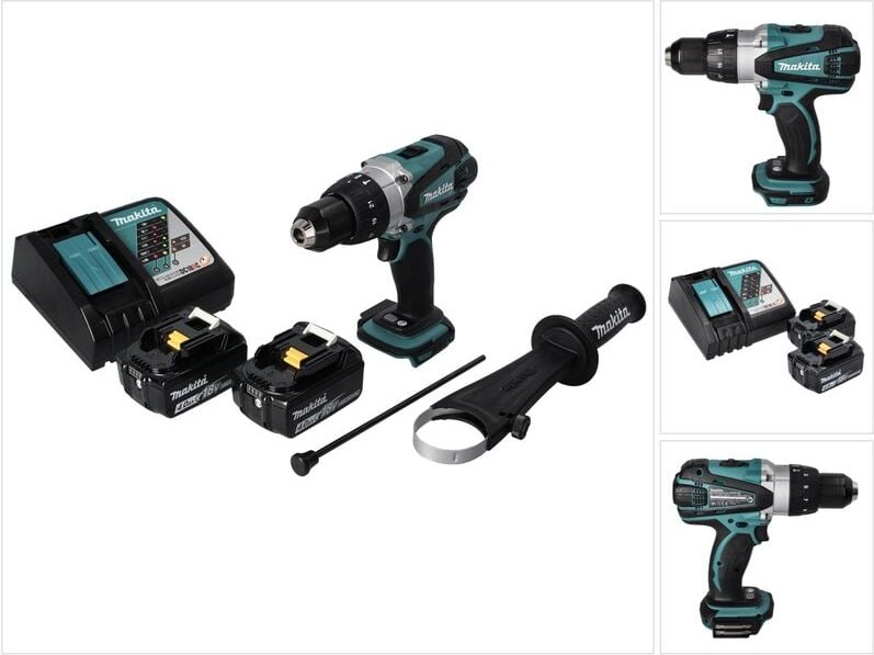 Makita DHP 458 RM Akku Schlagbohrschrauber 18 V 91 Nm + 2x Akku 4,0 Ah + Ladegerät
