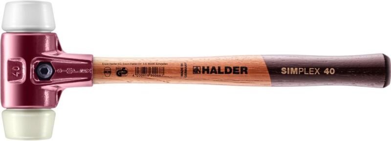 SIMPLEX-Schonhammer, Superplastik / Nylon mit Tempergussgehäuse und hochwertigem Holzstiel D=40 mm 3078.040