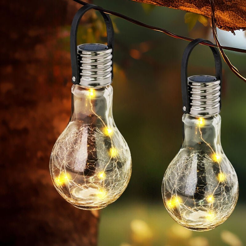 Solarlampe Solarleuchte Gartenlampe Hängelampe Dekoleuchte Terrasse, IP44 Akku, Edelstahl Glas klar, led warmweiß, DxH 9...