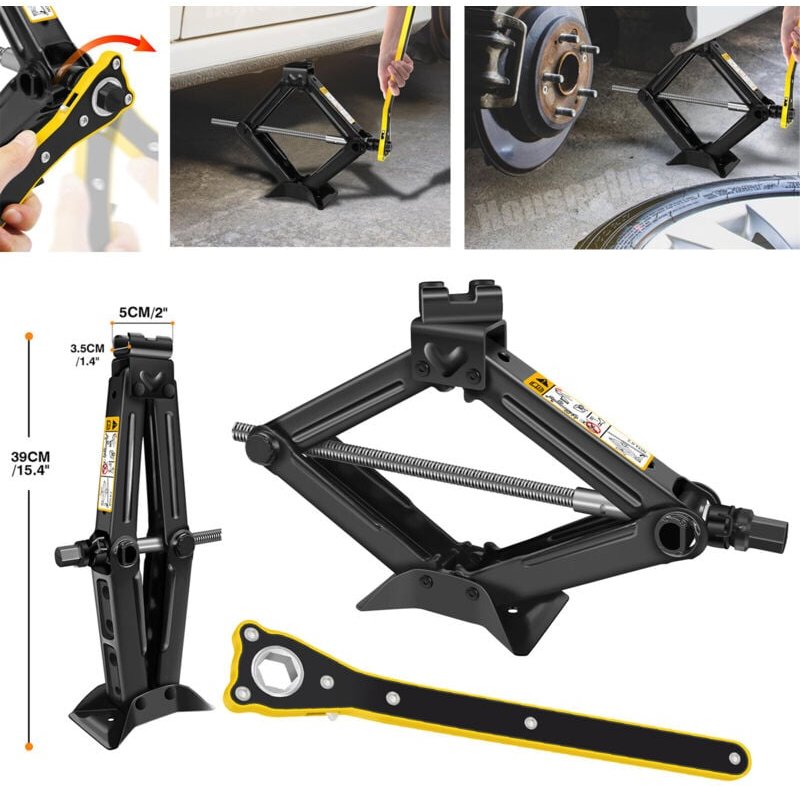 Dayplus - Wagenheber 2000kg Scherenwagenheber mit Ratschenschlüssel Für pkw/suv Notfälle