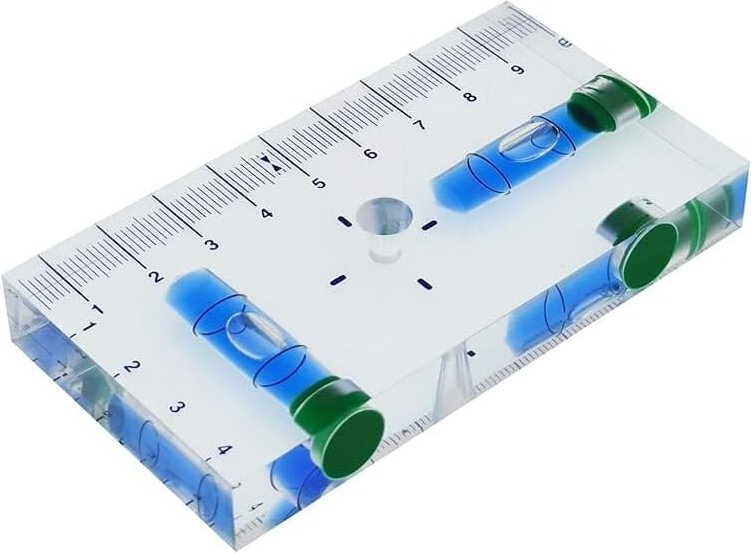 Aougo - Multifunktionale transparente T-förmige Wasserwaage mit Magnet, 95 x 51 x 13 mm (blau)