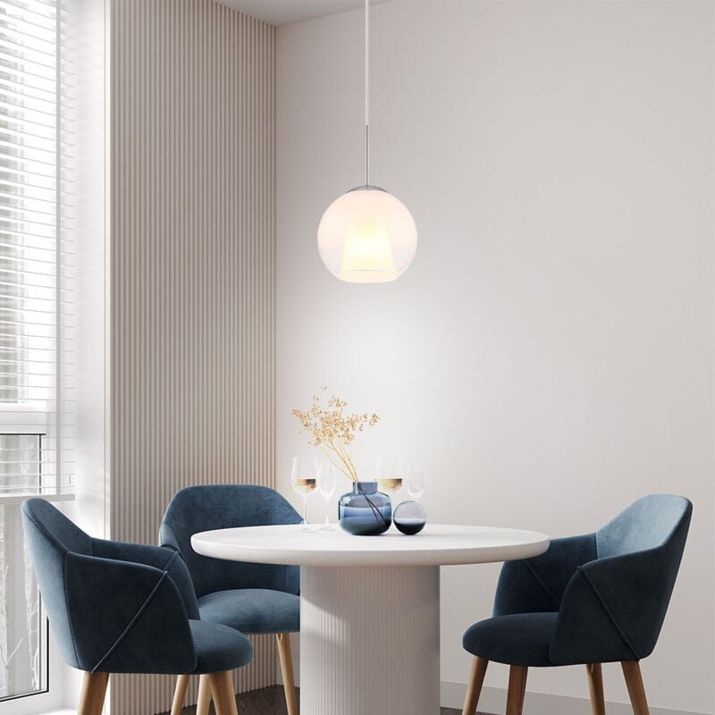 Globo Lighting - Pendelleuchte Hängeleuchte Kugellampe Glas opal klar verchromt Kristalle E27