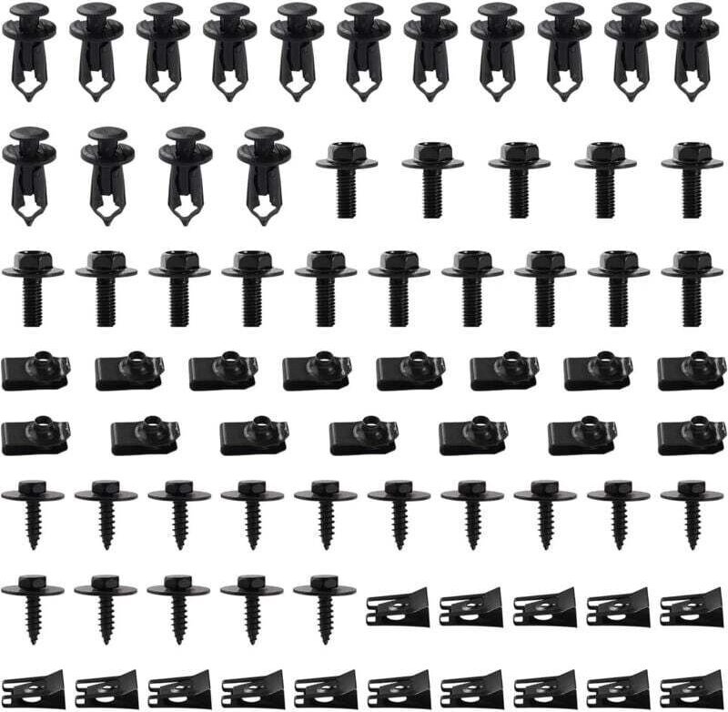 75-teiliges Schrauben- und Mutternclip-Set, Karosserieschrauben für Kotflügel, Schmutzfänger, Karosserieclipbolzen für S...
