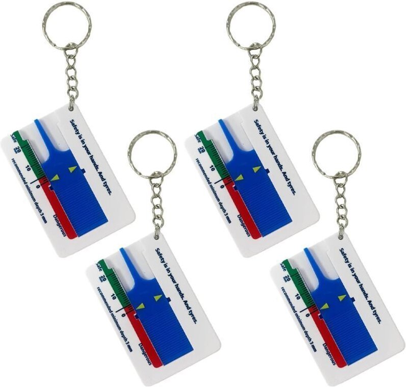 Set mit 4 Profiltiefenmessern für Autoreifen – Lauffläche – Profiltiefenmesser – Tiefenmessgerät – Kunststoff – Lauffläc...