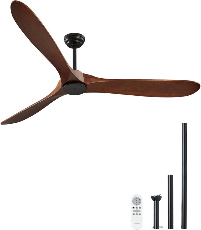 VEVOR 72 Zoll Deckenventilator ohne Licht, 6-Gang-Fernbedienung, 3 Holzflügel, umkehrbarer Gleichstrommotor, moderner, f...
