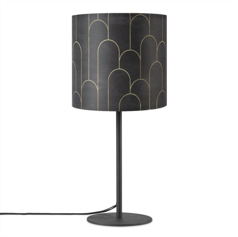 Tischlampe Nachttisch Stoffschirm Wandleuchte Wohnzimmer Tischleuchte Vintage Tischleuchte - Schwarz, Design 5 (Ø18 cm) ...