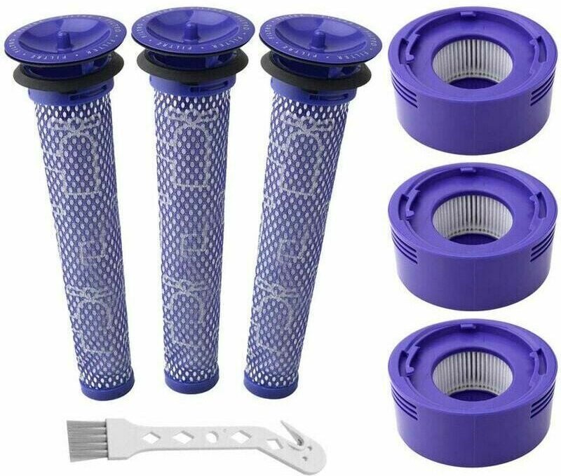 6-teiliges Staubsaugerfilter-Ersatzset für Dyson V7, V8 und V8 Akku-Staubsauger, 3 hintere Filter, 3 Vorfilter,
