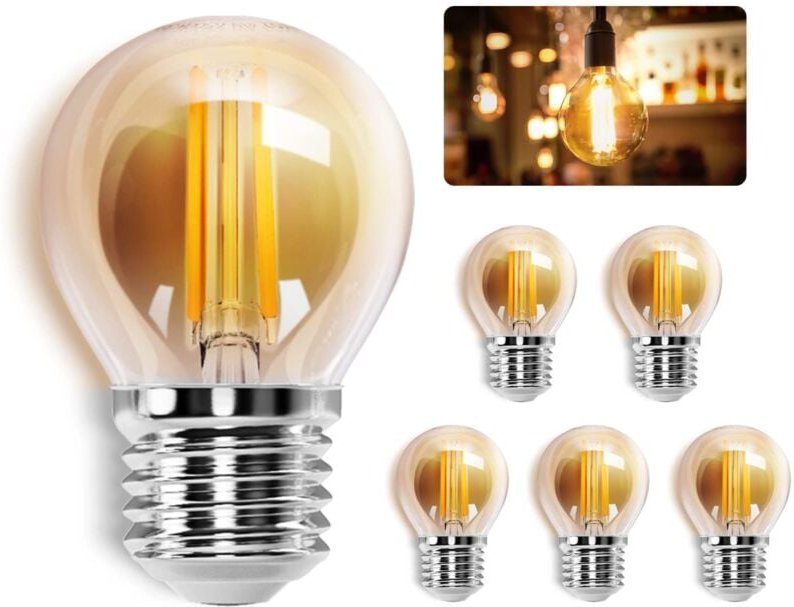 Beijiyi - E27 LED-Glühlampe, 2200 k Warmweiß, 6 w (entspricht 43 w), G45 Vintage Edison LED-Glühbirne, 6er-Pack