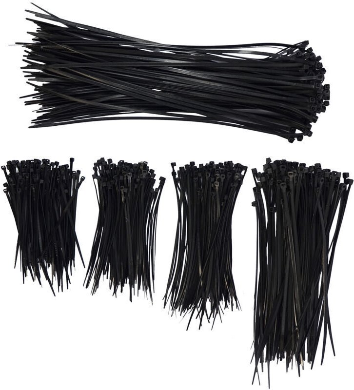Eyepower - 500 Stück Kabelbinder Set mit 5 Größen - 10-30cm UV-Beständig Kunststoff Schwarz