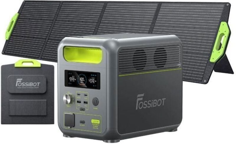 FOSSIBOT F1200 tragbare elektrische Generator, 1200W 1024Wh LFP Stromstation + 200W Solarpanel, Schnellladung, BMS, AC