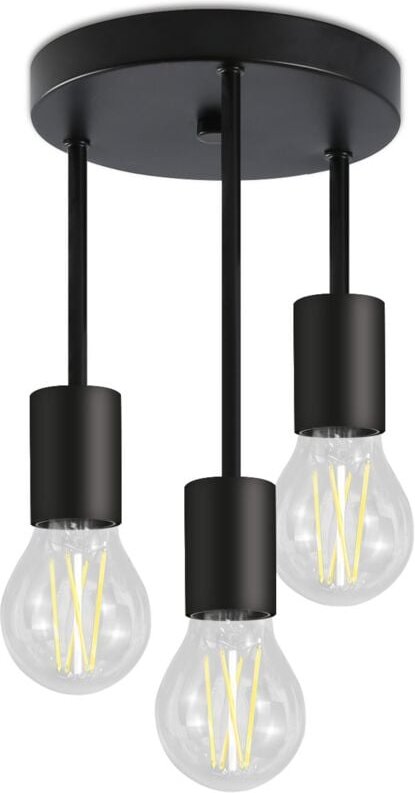 Gbly - Deckenleuchte Vintage Deckenlampe Schwarz - Hängend 3 Flammig Deckenstrahler E27 mit 3 Spots Kronleuchter Industr...