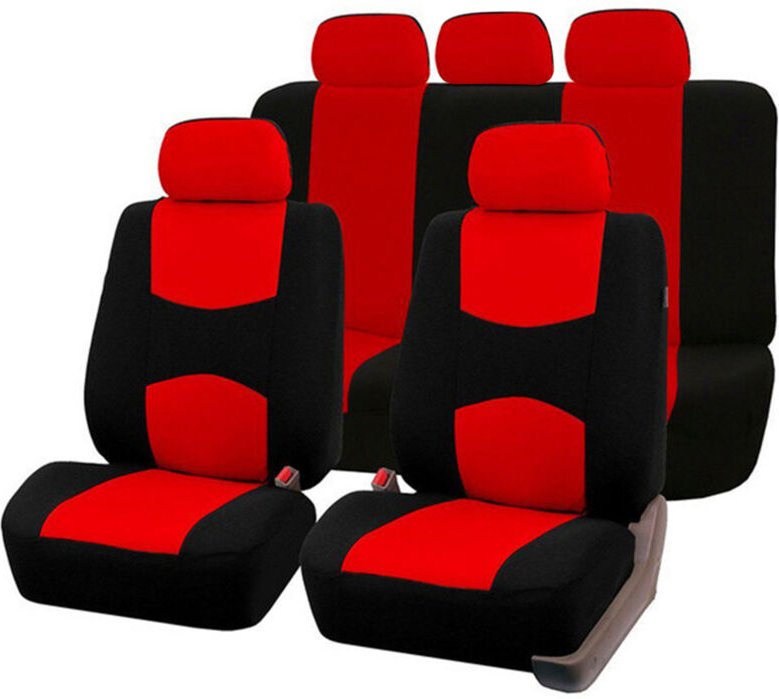 Universelle Autositzbezüge, Vorder- und Rücksitze, Kopfstützenbezüge, atmungsaktiv (Rot).
