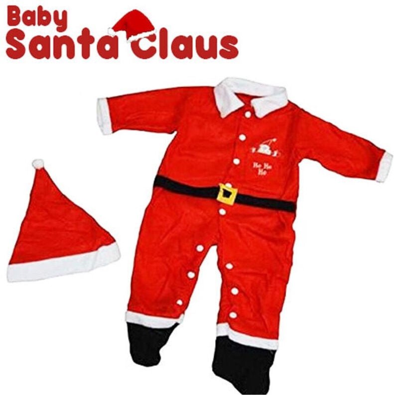 Trade Shop - Weihnachtsmannkleid, Babykleid, komplettes Kostüm für Kinder, rotes Fleece -