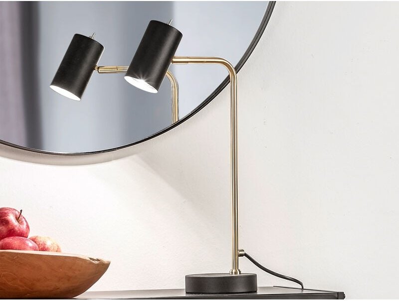 Schreibtischlampe MARLEY in Messing / Schwarz matt, Spot schwenkbar, Höhe 45cm