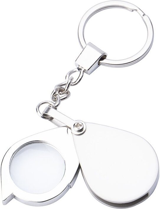 Kleine Taschenlupe, 20-fache Vergrößerung, Metallglas, 30 mm, mit Schlüsselanhänger – Mini tragbare faltbare Leselupe zu...