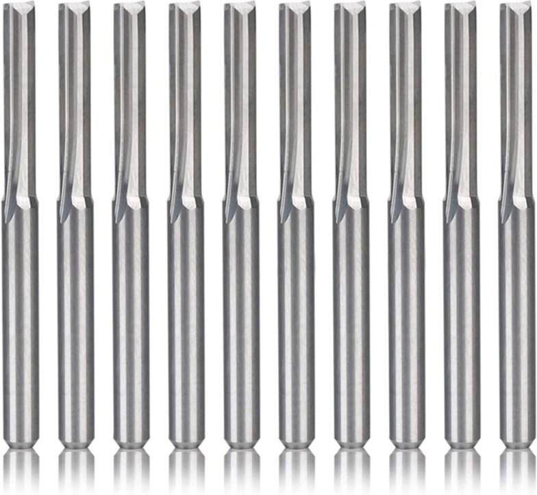 10Pcs 2 Flöte Cnc Router Bits 3,175 Mm Gerade Slot Wolfram Stahl Fräser für Holz Kunststoff