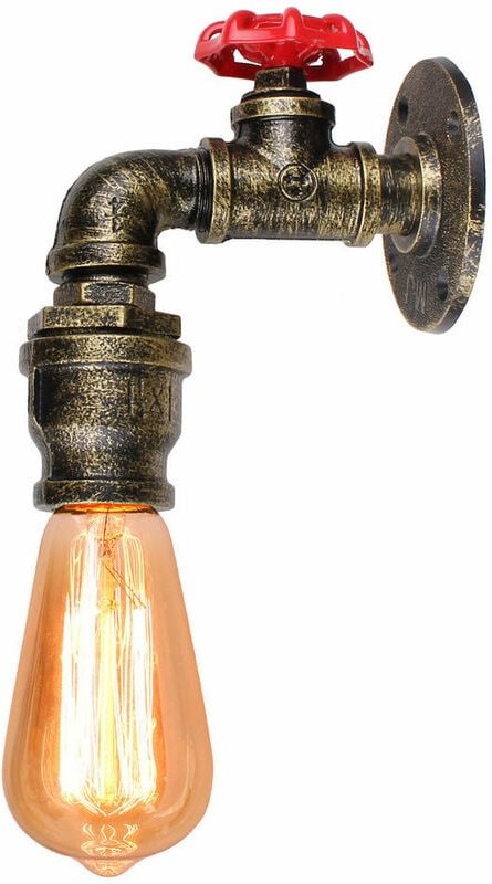 Wandleuchte Kerze, Vintage Industrielle Wasserrohr Wandlampe, Kreative Steampunk Art Lampe Decor E27 Fassung Innen für W...