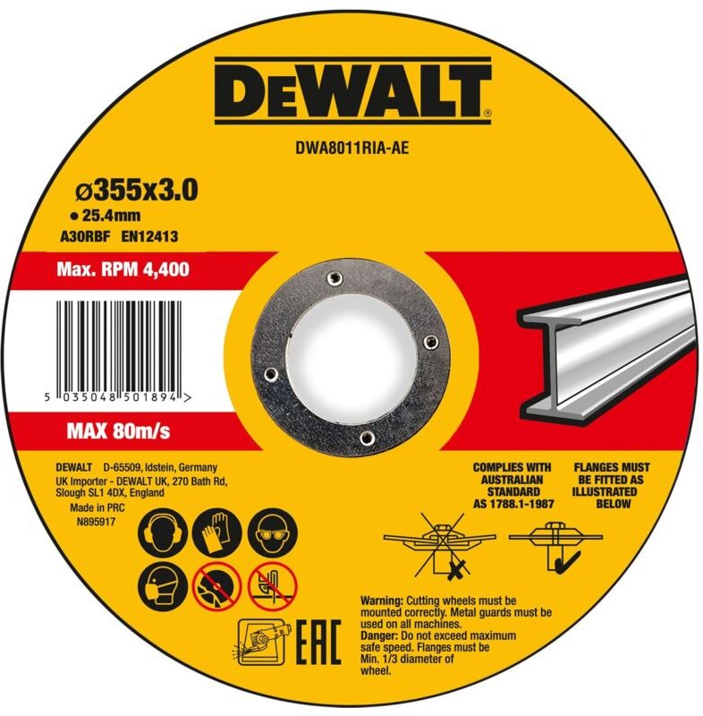 High Performance Trennscheibe 355x3x25,4mm Metall Typ 41 (flach) DWA8011RIA-AE - Dewalt