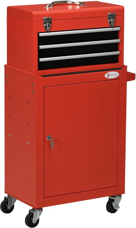 DURHAND 2-in-1 Werkstattwagen inkl. Koffer Werkzeugwagen leer, Rollwagen zur Werkzeugaufbewahrung, Abschließbarer Werkze...