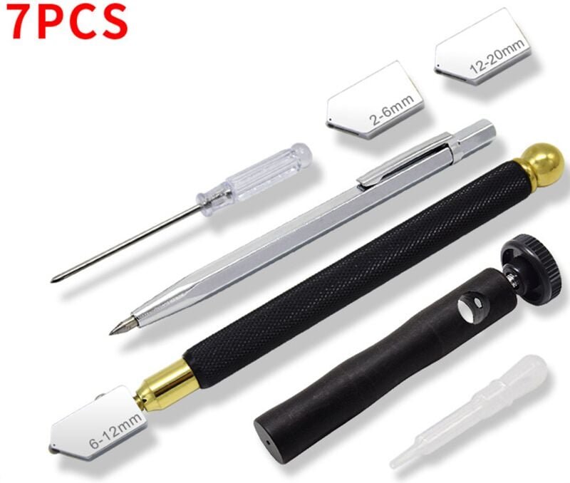 Glasschneider- und Fliesenschneider-Set für 2–22 cm dicke Glasfliesen, Mosaik-Spiegelschnitt, Diamant-Glasschneider mit ...