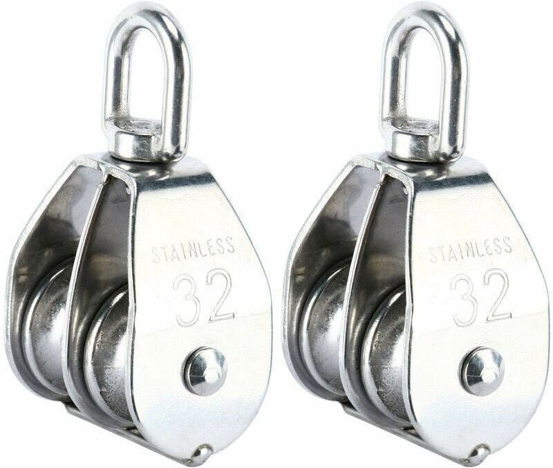 Thumbnail - Rotational - 2 Stück 304 Edelstahl-Doppelflaschenzüge, Drehhaken, Kran, Doppelflaschenzug, Rollenbeladung (M32)