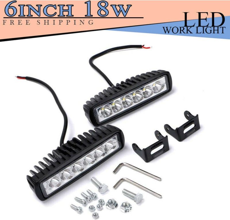 2 Stück 18 W 6 Zoll Mini-LED-Arbeitsscheinwerfer 12 V-24 V 6000 K P68 Wasserdichter Scheinwerfer für Traktoren Autos SUV...