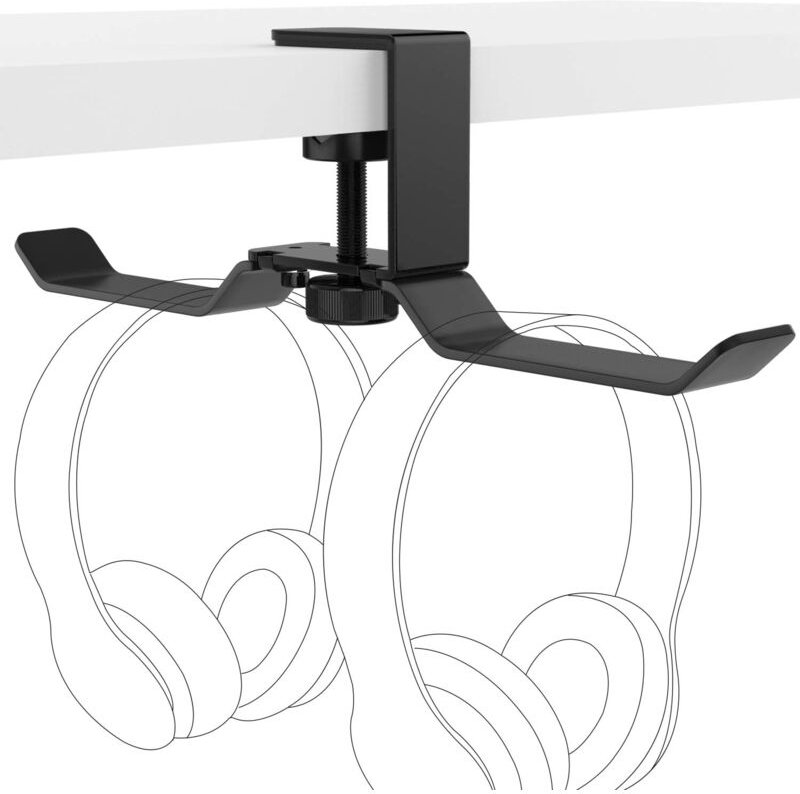 Universeller Kopfhörerständer aus Aluminium, multifunktionaler Schreibtischhalter mit verstellbarer Klemme für Beats, So...