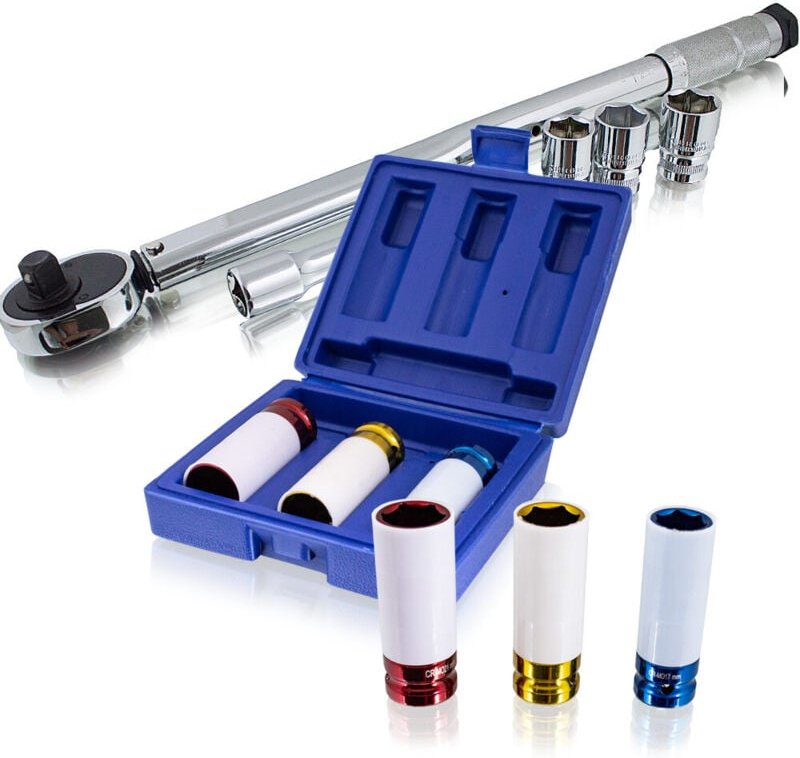 Bituxx - Drehmomentschlüssel Set 1/2' Ratsche inkl Felgenschutz Schlagnüsse inkl Nüsse (17 mm / 19 mm / 21 mm) für pkw A...