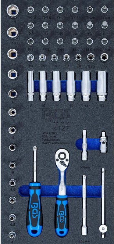 Werkstattwageneinlage 1/3: Steckschlüssel-Satz 6,3 mm (1/4") 50-tlg.