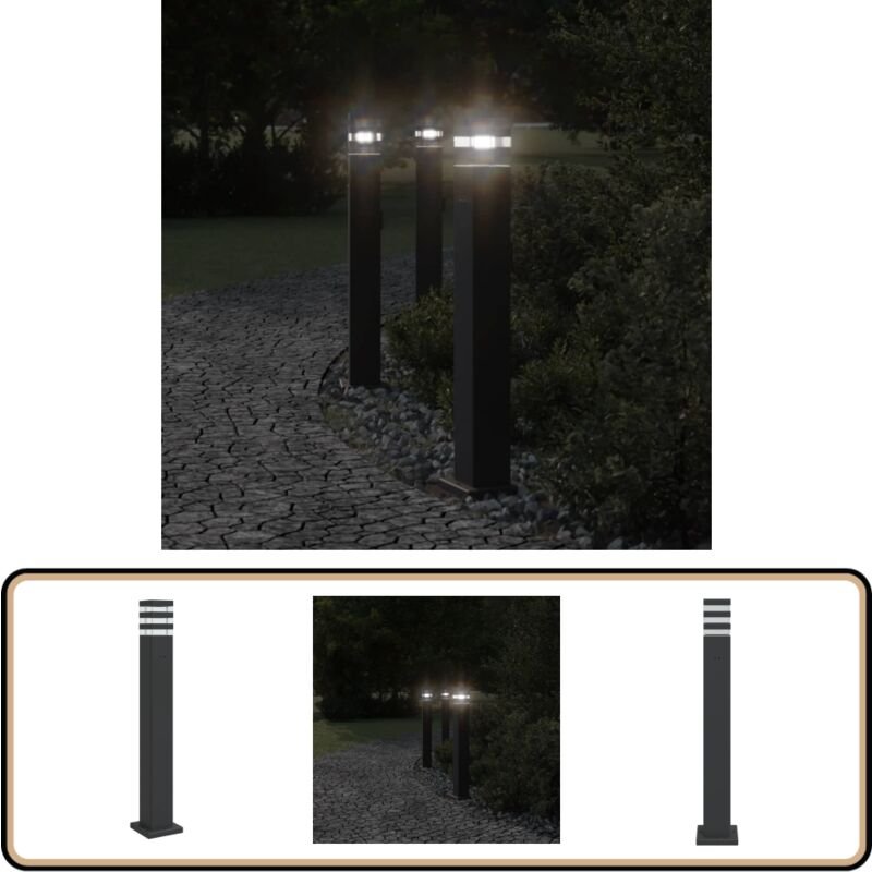 Wegeleuchte mit Steckdose Schwarz 80 cm Aluminium - Außenbeleuchtung - Gartenlampe - LED-Lampe - Stehleuchte - Wetterfes...