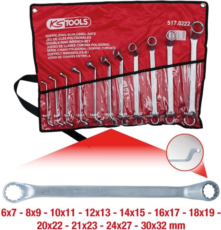 Ks Tools Doppel-Ringschlüssel-Satz, gekröpft, 11-tlg 6-32mm - 517.0222