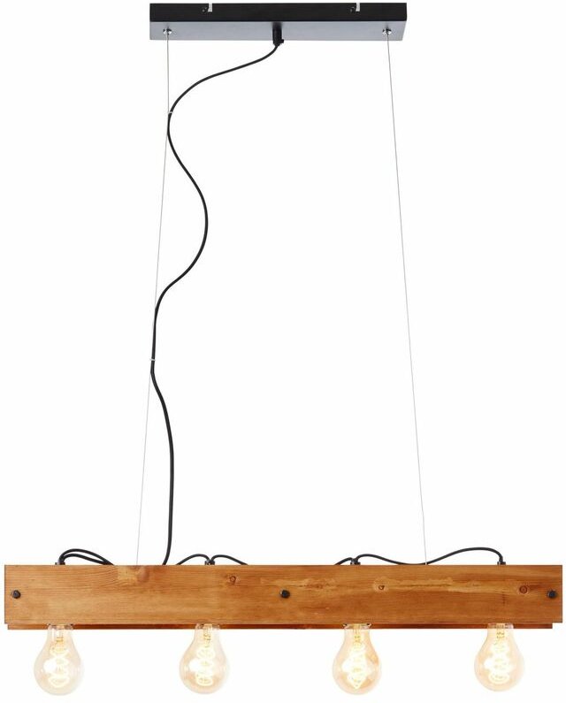 Lampe, Calandra Pendelleuchte 4flg schwarz/holzfarbend, 4x A60, E27, 42W, Holz aus nachhaltiger Waldwirtschaft (fsc) - B...
