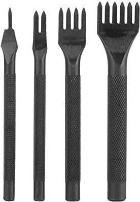 4 Stück Leder-Lochstanzer, Nähwerkzeuge, Zackenschnürung, Perforationswerkzeuge, Lederhandwerk, Krallenlochnähen (1 + 2 ...