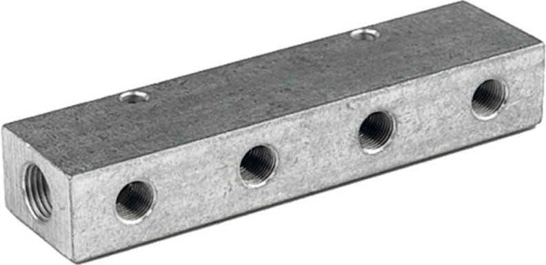 Verteilerleiste, Abgänge einseitig, Eingang 2x1/2, Ausgang 4x1/4 - Riegler