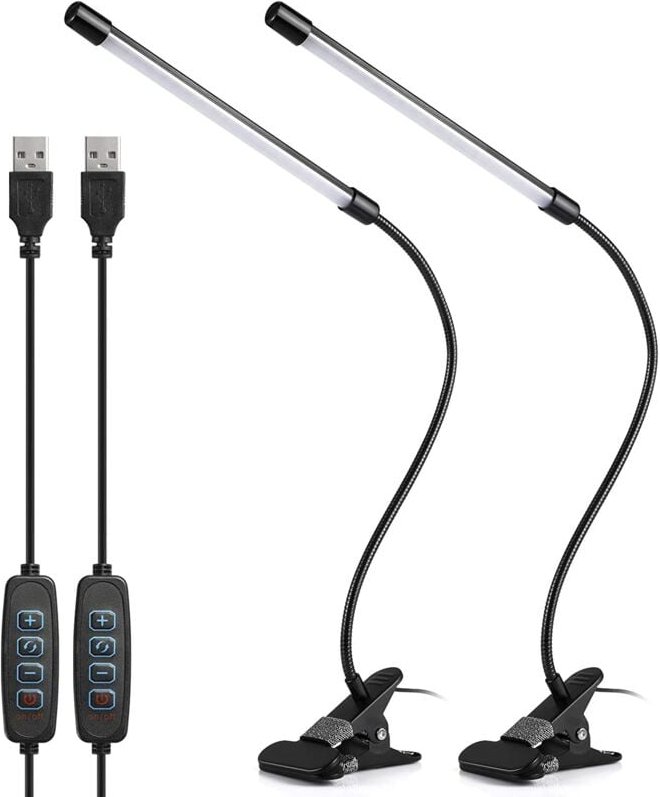 Thumbnail - 10 W USB-LED-Schreibtischlampe zum Anklemmen – 2er-Pack – Lesen – 360°-Schwanenhals