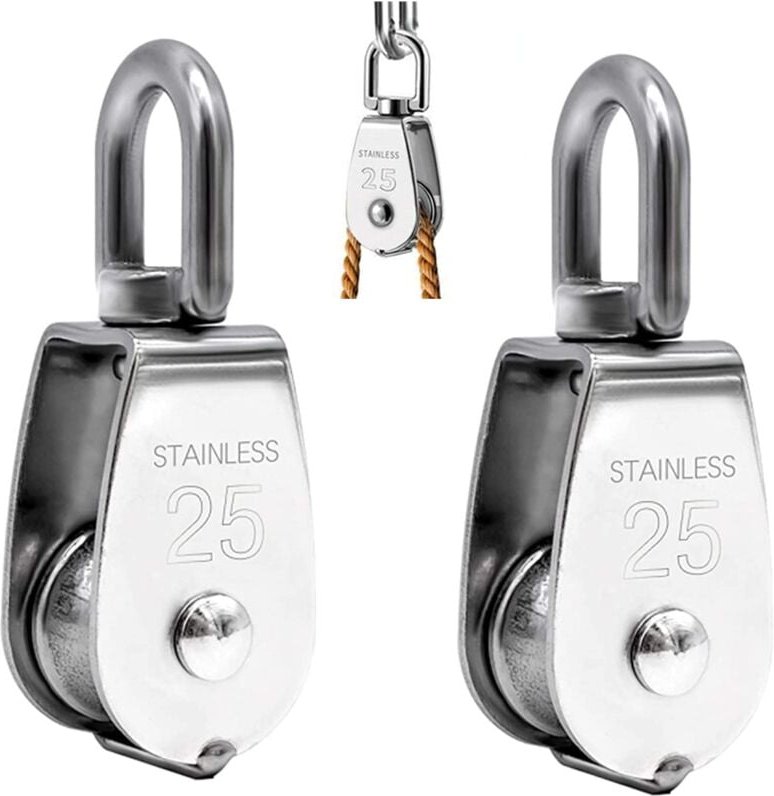 Lntyq Heberolle, Einzelrolle aus Edelstahl 304, M25, Einzelrolle, Tragkraft 150 kg, 2 Stück