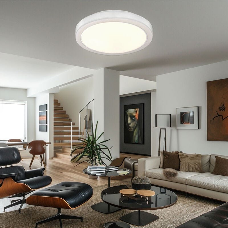 Globo Lighting - Deckenlampe Deckenleuchte Wohnzimmerlampe rund led, Metall marmoriert, 1x led, d 26,8 cm