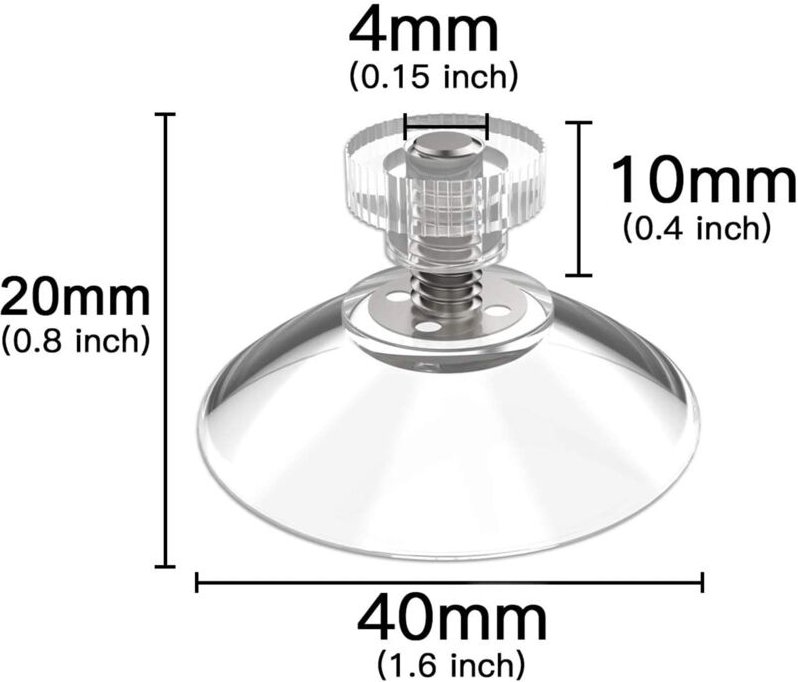 Heimwerkerprofi 8 Saugnäpfe, 40 mm Durchmesser, M4x10-Gewinde mit Rändelmuttern, transparent – Hergestellt in Deutschlan...