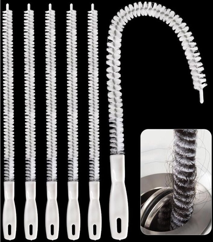 6-teiliges 45 cm Abflussreinigungsbürsten-Set, flexible Spülbeckenreinigungsbürste, Abflussreinigungsbürste, Abflussrein...