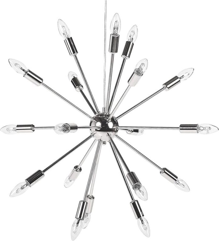 Hängeleuchte Silber Metall 18-flammig sternförmiger Schirm Sonnen-Optik Moderner Glamouröser Stil