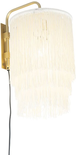Orientalische Wandleuchte Gold Creme Schirm mit Fransen - Franxa