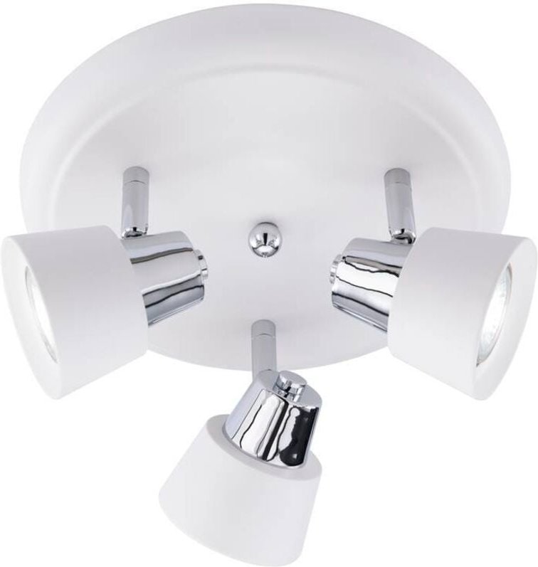 Deckenleuchte Spotrondell Schlafzimmerlampe Deckenstrahler, 3-lammig, Spots verstellbar, Metall, weiß silber, rund, 3x G...