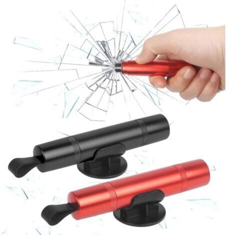 2-teiliges Sicherheitsgurt-Schneide-/Glasbrecher-Set, kompakter und tragbarer 2-in-1-Fensterbrecherhammer mit zwei Klebe...