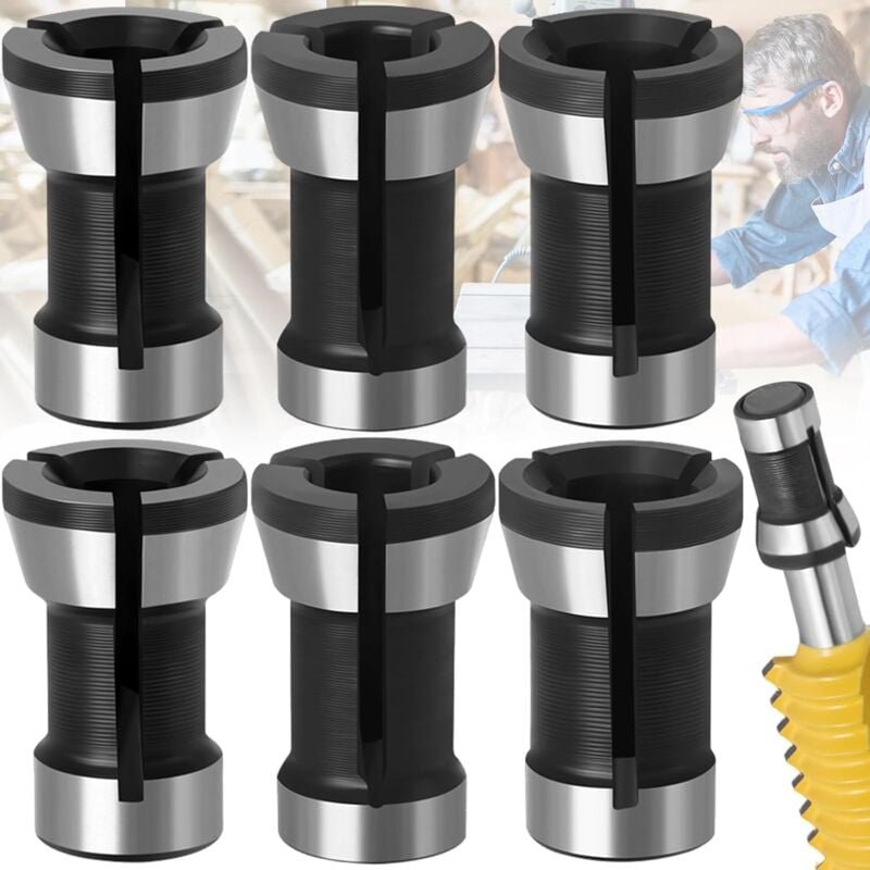 6 Stück Spannzangenfutterkopf, Spannzangenfutteradapter, Spannzangenfutterkopfadapter, Spannzangenfutter für Oberfräse, ...