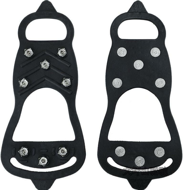 Paar rutschfeste Steigeisen mit 8 Zähnen für Wanderschuhe, Schnee, Gehen, Nagelklampen (Schwarz, 24 × 7,5 × 11 cm) - Sol...